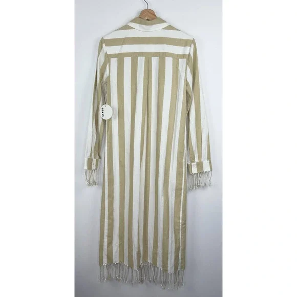 knee length dresses for ladies STAUD LAURA LINEN MINI DRESS SEAPORT STRIPE main image 1